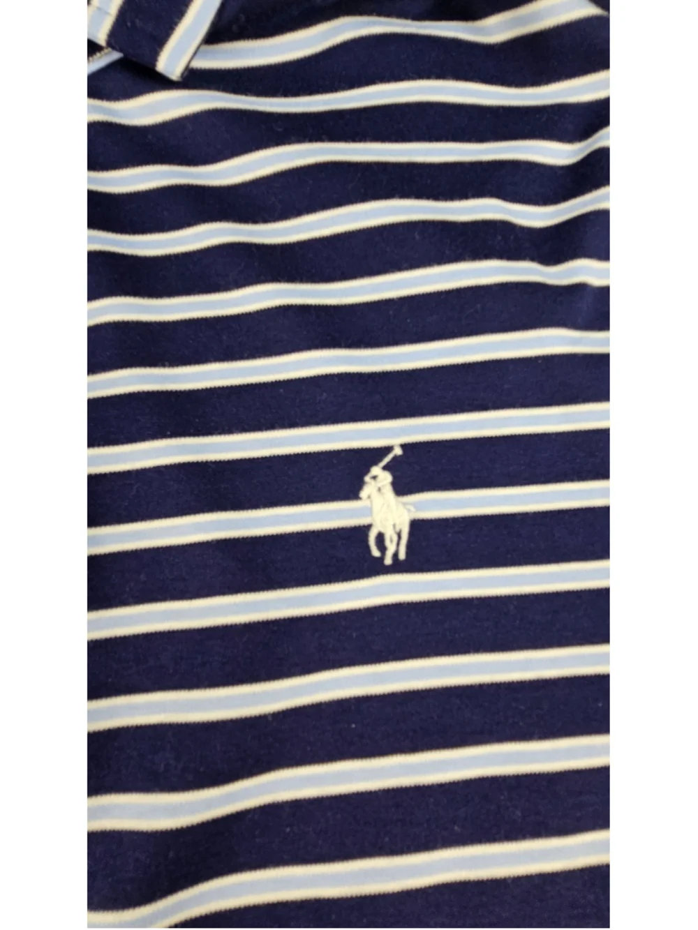 Polo Ralph Lauren Men’s Large Striped Polo Shirt Navy Blue White Pony Logo